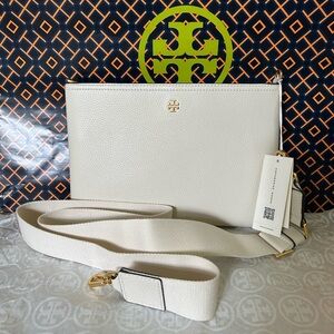 Tory Burch Blake Swingpack Crossbody Bag New Ivory Gold White